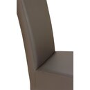 Chaise en bois teinte noyer fonc avec assise simili cuir PATIA-PLUS-S