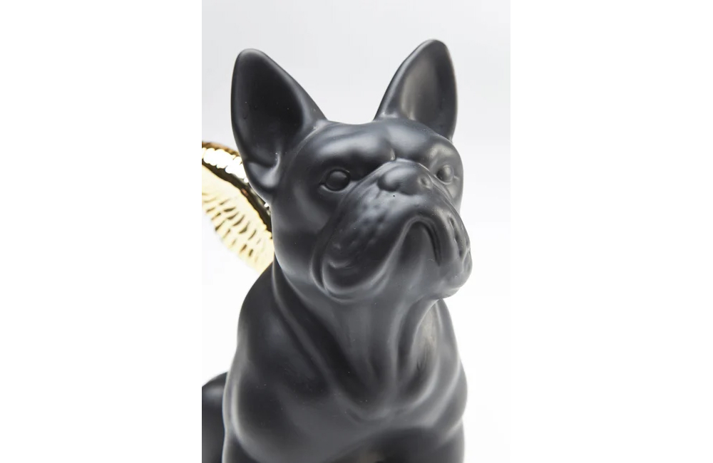 Statue Bouledogue ailé noir mat Statue Bouledogue ailé noir mat
