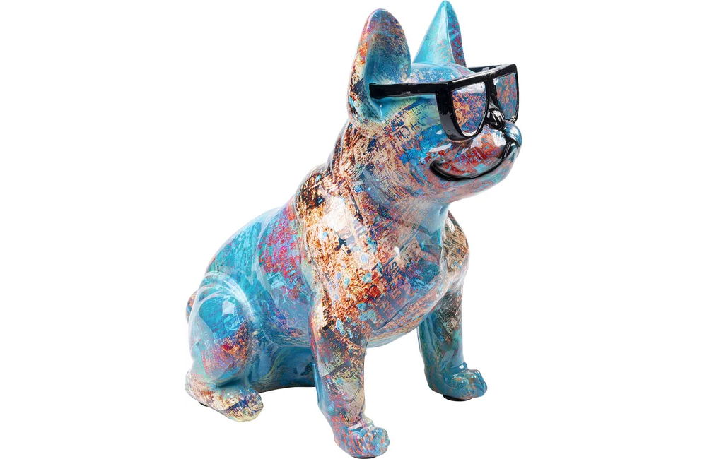 Statue Bouledogue coloré avec lunettes Statue Bouledogue coloré avec lunettes
