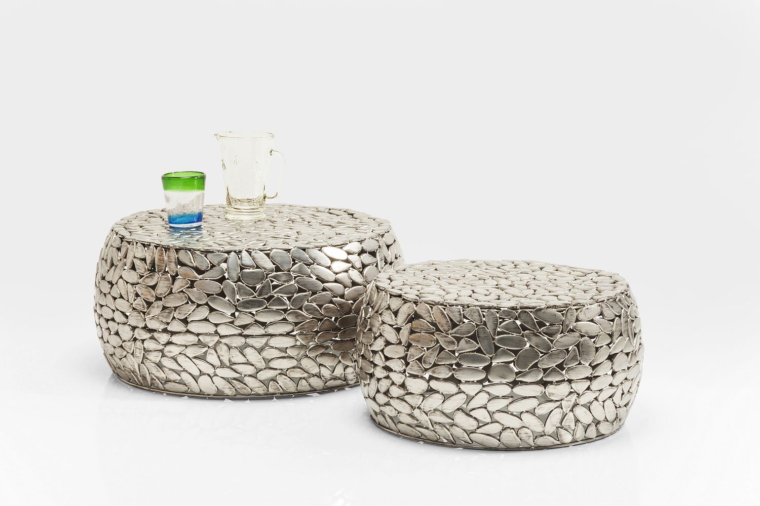 Table basse Pebbles Deluxe Silber Set de 2 pièces