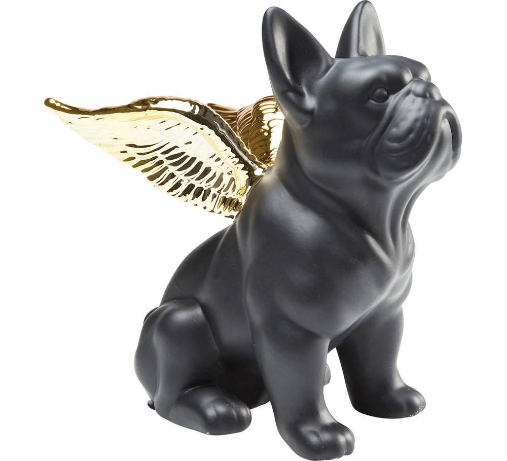 Statue Bouledogue ailé noir mat Statue Bouledogue ailé noir mat