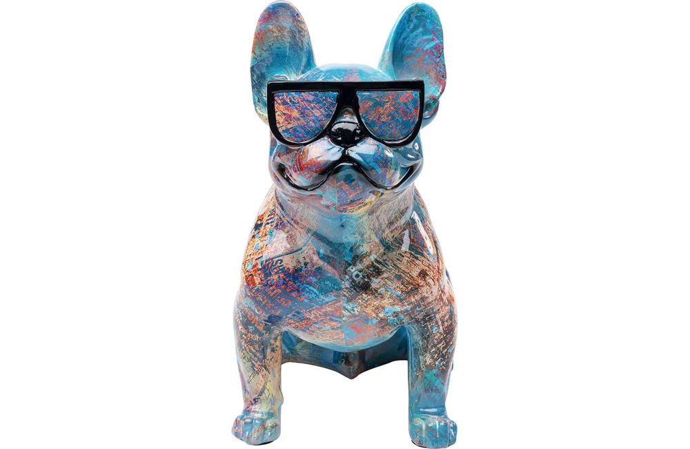 Statue Bouledogue coloré avec lunettes Statue Bouledogue coloré avec lunettes