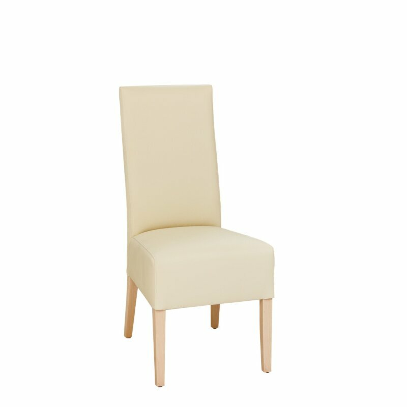 Chaise en bois rembourre SANDRA Blanc Cuir vritable