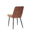 Chaise style industriel en mtal et rembourre simili cuir LINA brun vintage