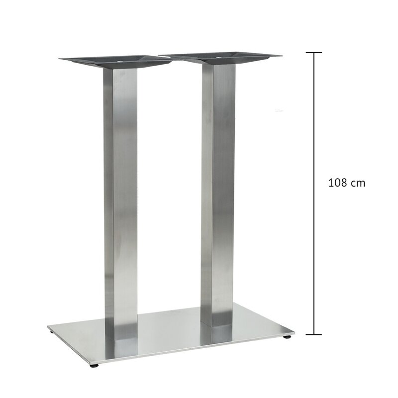 Pied de table haute double inox bross rectangulaire TG-407-EH (haut. 108cm)
