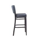 Chaise de bar en bois teinte weng assise en simili cuir noir AKINA-100 B